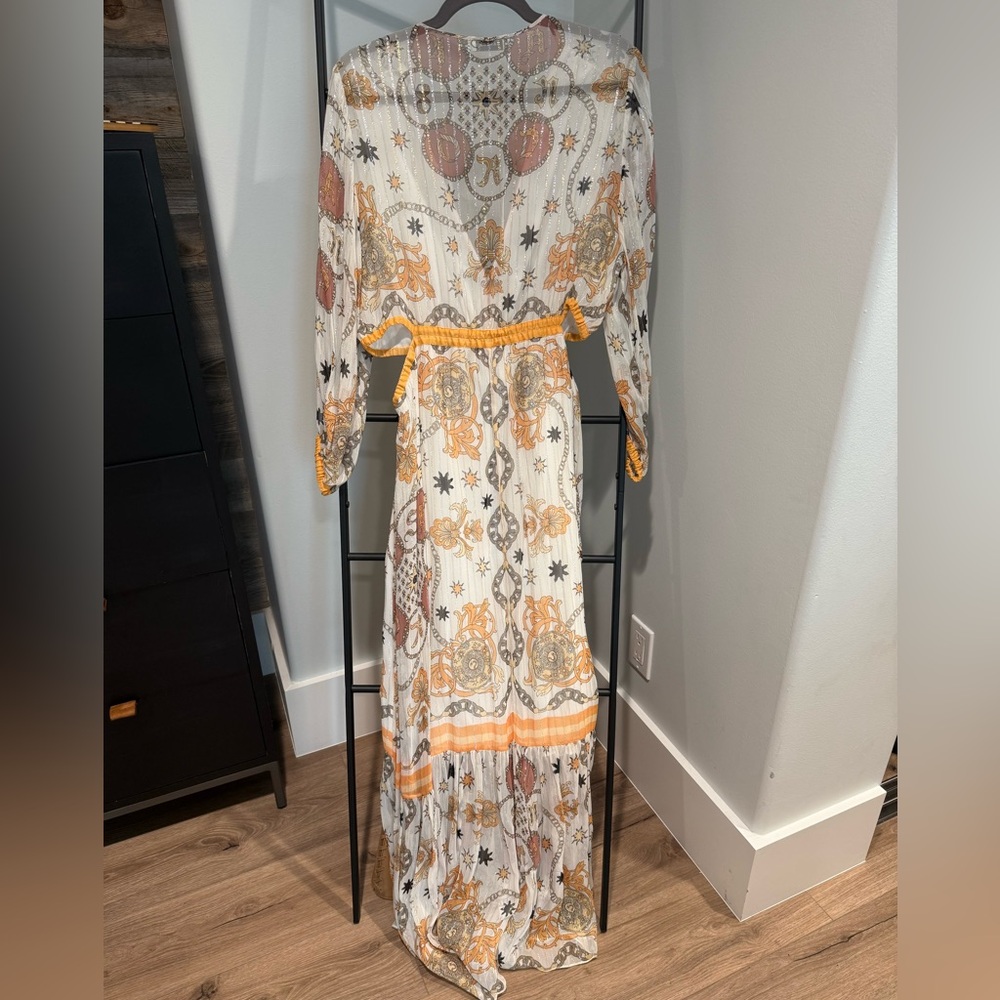 Sandro White and Orange Patterned Maxi Dress - Picture 3 of 4